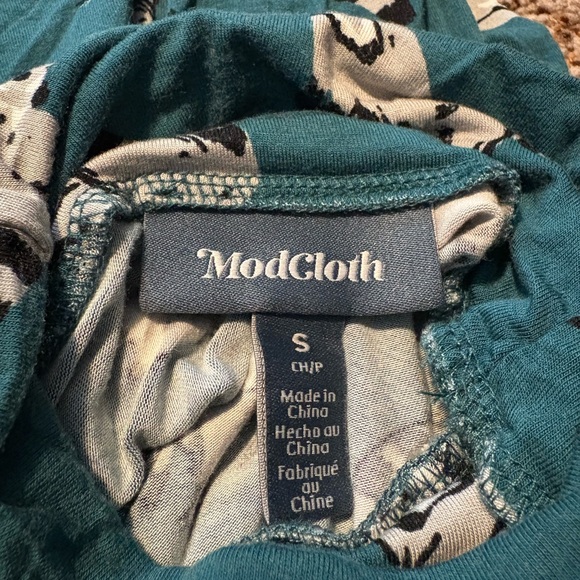 Modcloth Teal Raccoon Print Long Sleeve Top - Picture 3 of 4